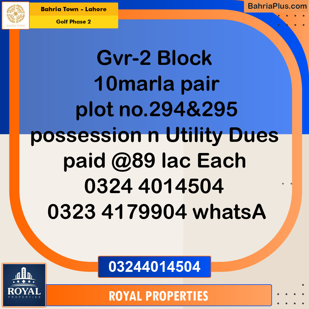Residential Plot for Sale in Golf Phase 2 -  Bahria Town, Lahore - (BP-309257)