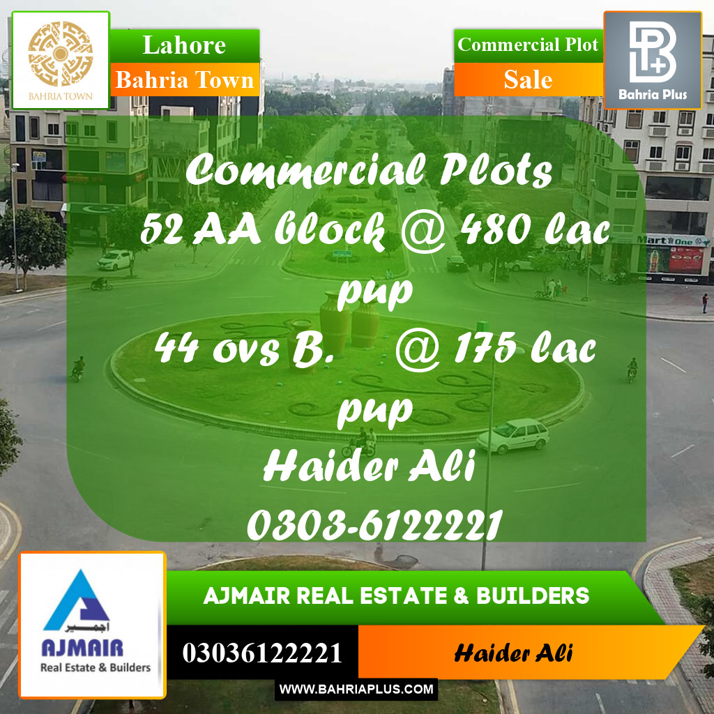 Commercial Plot for Sale in Bahria Town, Lahore - (BP-309263)