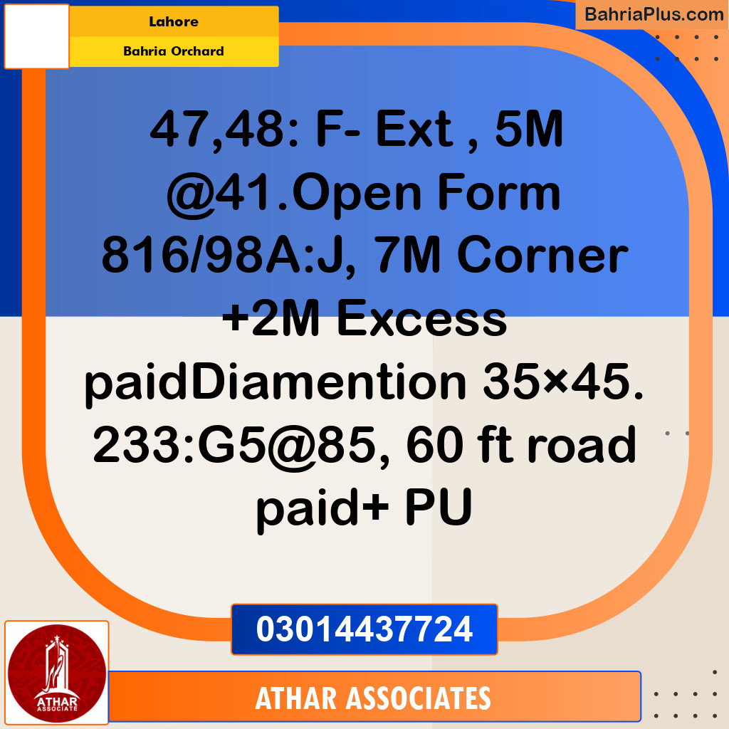 5 Marla Residential Plot for Sale in Bahria Orchard, Lahore - (BP-309307)