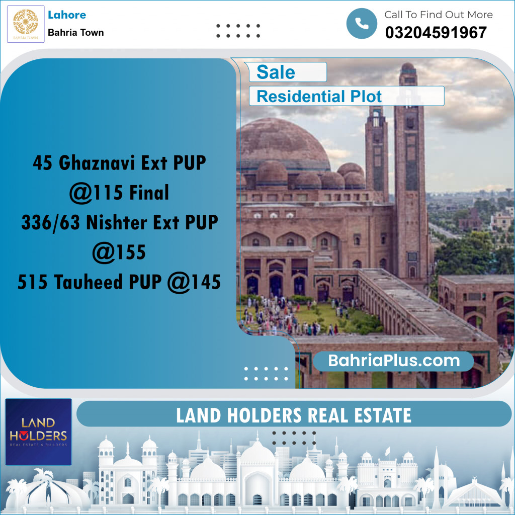 Residential Plot for Sale in Bahria Town, Lahore - (BP-309325)