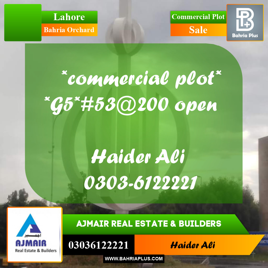 Commercial Plot for Sale in Bahria Orchard, Lahore - (BP-309351)