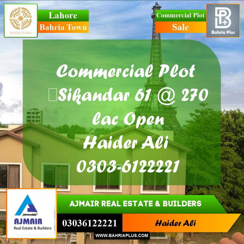 Commercial Plot for Sale in Bahria Town, Lahore - (BP-309352)