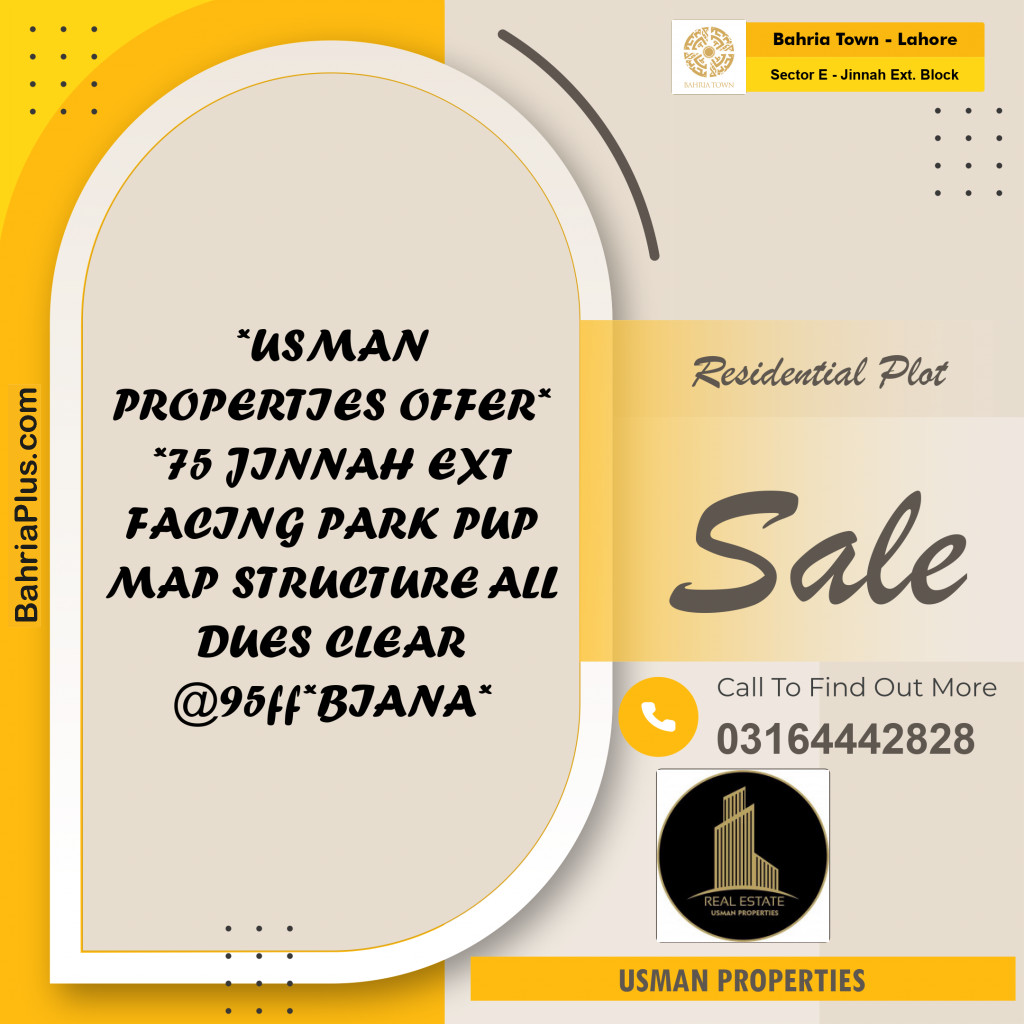 5 Marla Residential Plot for Sale in Sector E - Jinnah Ext. Block -  Bahria Town, Lahore - (BP-309358)