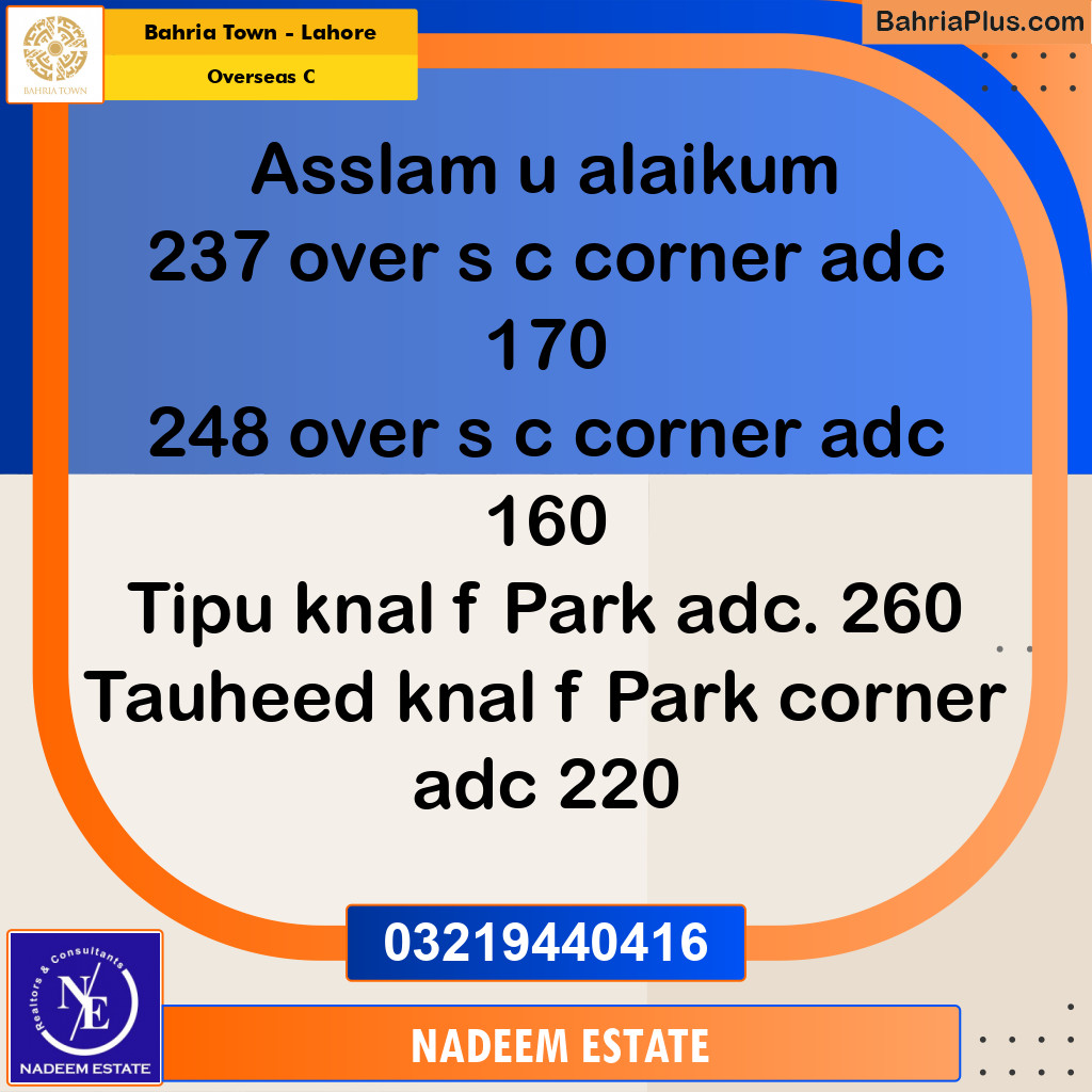 Residential Plot for Sale in Overseas C -  Bahria Town, Lahore - (BP-309375)