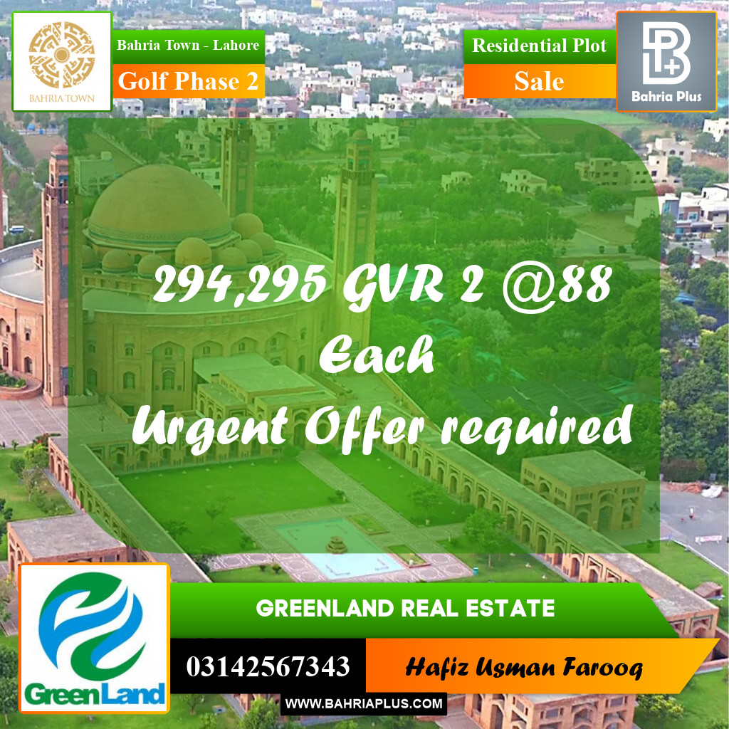 10 Marla Residential Plot for Sale in Golf Phase 2 -  Bahria Town, Lahore - (BP-309383)