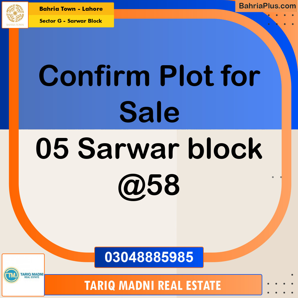 5 Marla Residential Plot for Sale in Sector G - Sarwar Block -  Bahria Town, Lahore - (BP-309399)