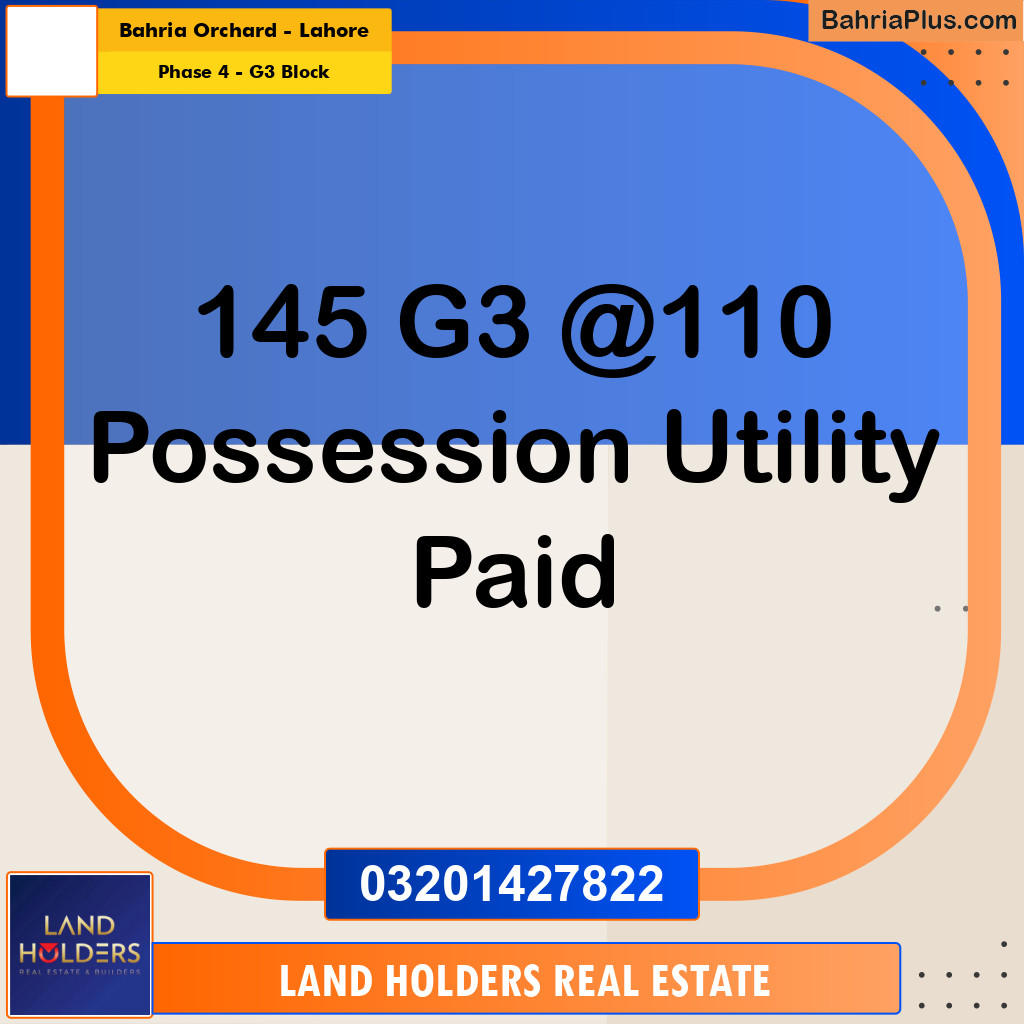 10 Marla Residential Plot for Sale in Phase 4 - G3 Block -  Bahria Orchard, Lahore - (BP-309408)