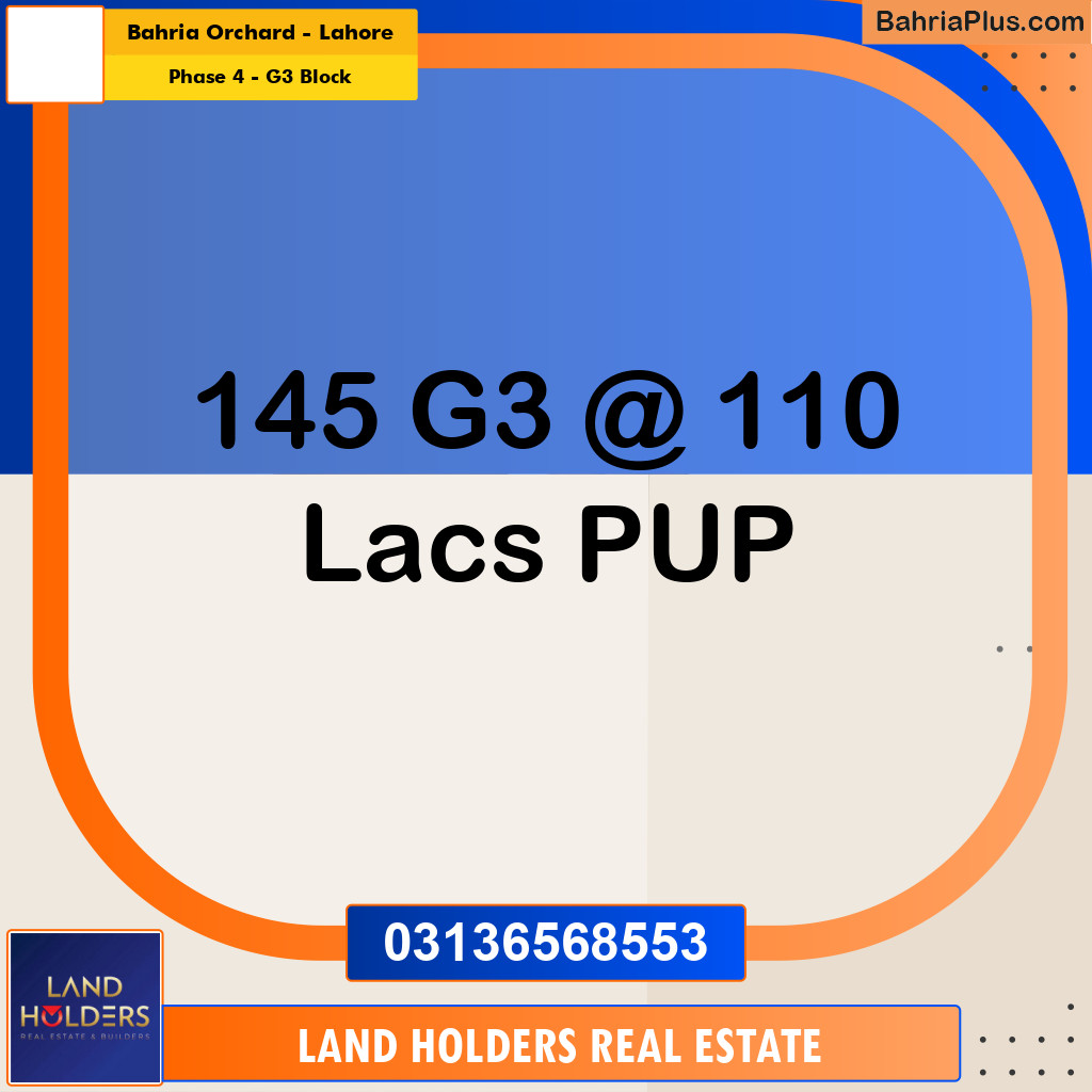 10 Marla Residential Plot for Sale in Phase 4 - G3 Block -  Bahria Orchard, Lahore - (BP-309411)