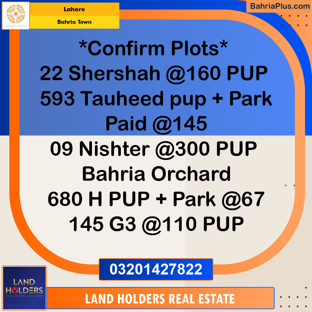Residential Plot for Sale in Bahria Town, Lahore - (BP-309444)