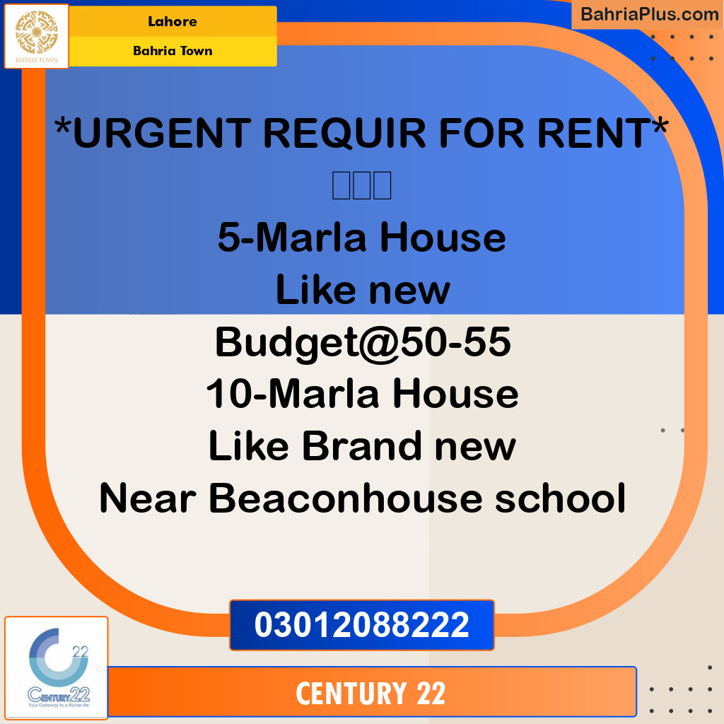 Residential House for Rent in Bahria Town, Lahore - (BP-309448)