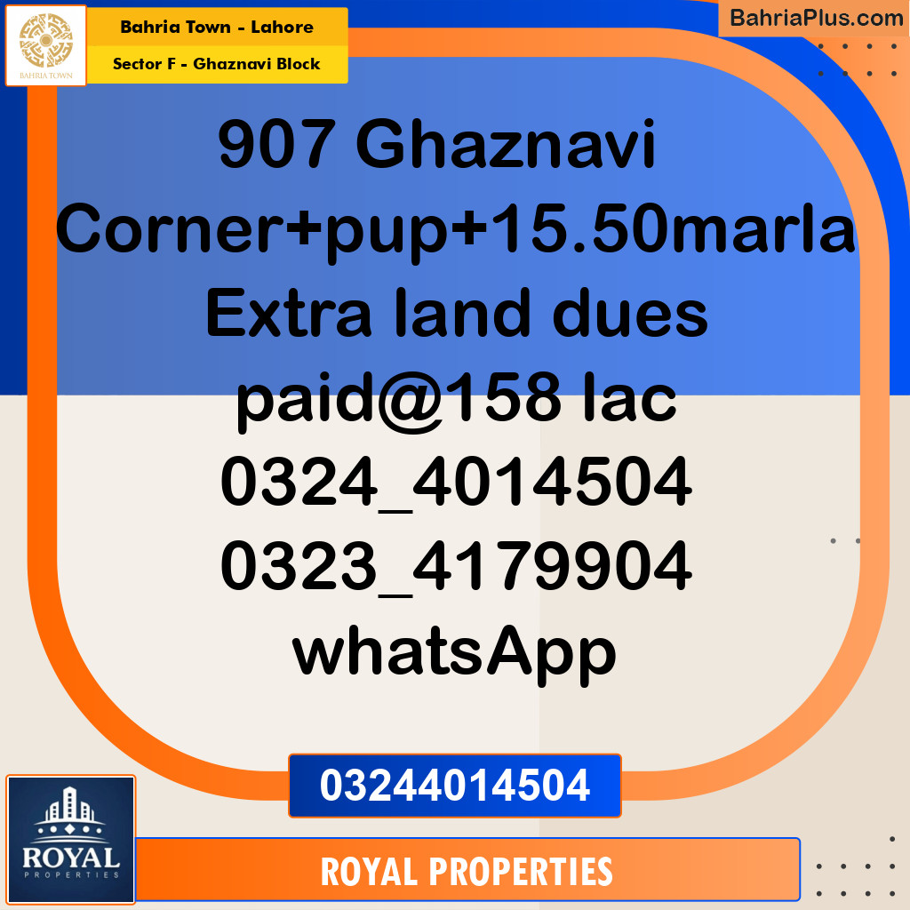 Residential Plot for Sale in Sector F - Ghaznavi Block -  Bahria Town, Lahore - (BP-309457)