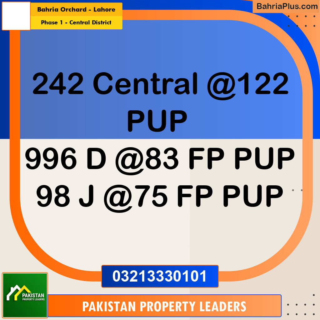 10 Marla Residential Plot for Sale in Phase 1 - Central District -  Bahria Orchard, Lahore - (BP-309503)