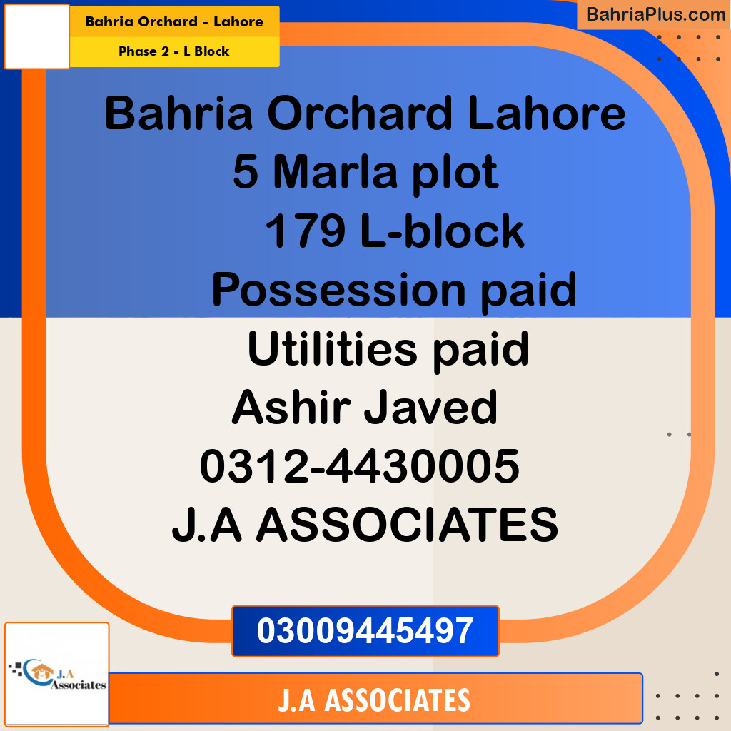5 Marla Residential Plot for Sale in Phase 2 - L Block -  Bahria Orchard, Lahore - (BP-309505)