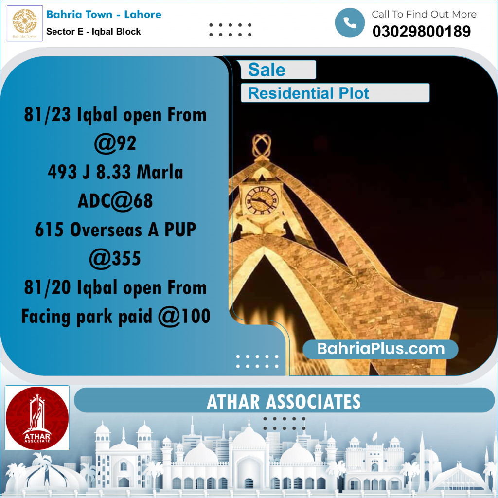 5 Marla Residential Plot for Sale in Sector E - Iqbal Block -  Bahria Town, Lahore - (BP-309520)