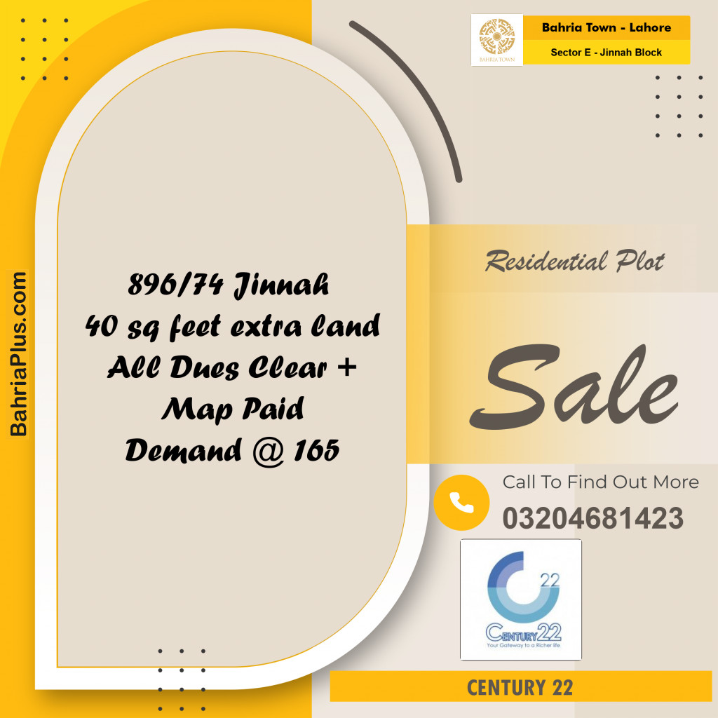 10 Marla Residential Plot for Sale in Sector E - Jinnah Block -  Bahria Town, Lahore - (BP-309556)