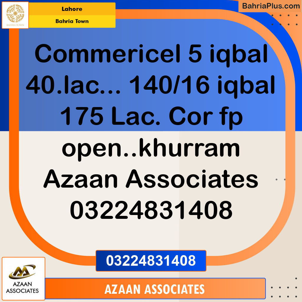 Residential Plot for Sale in Bahria Town, Lahore - (BP-309562)