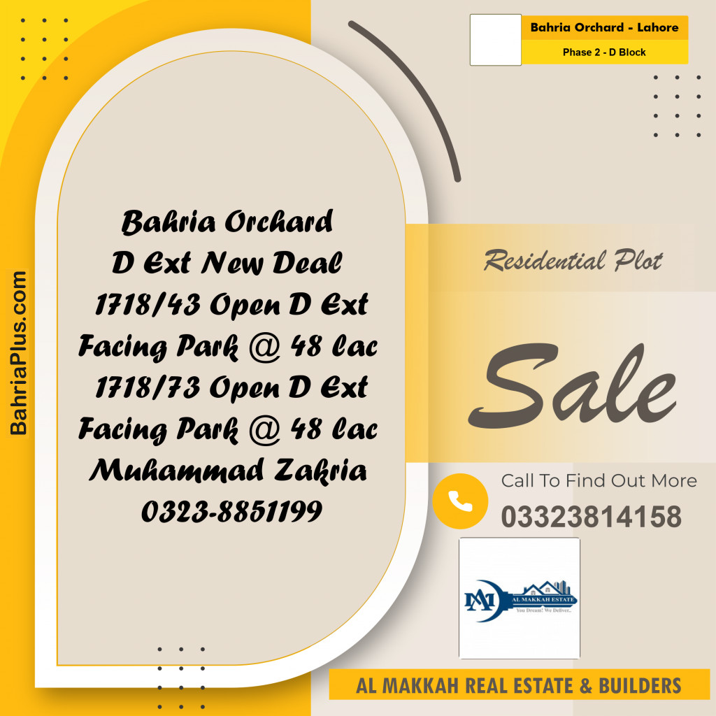 5 Marla Residential Plot for Sale in Phase 2 - D Block - Bahria Orchard, Lahore - (BP-309586)