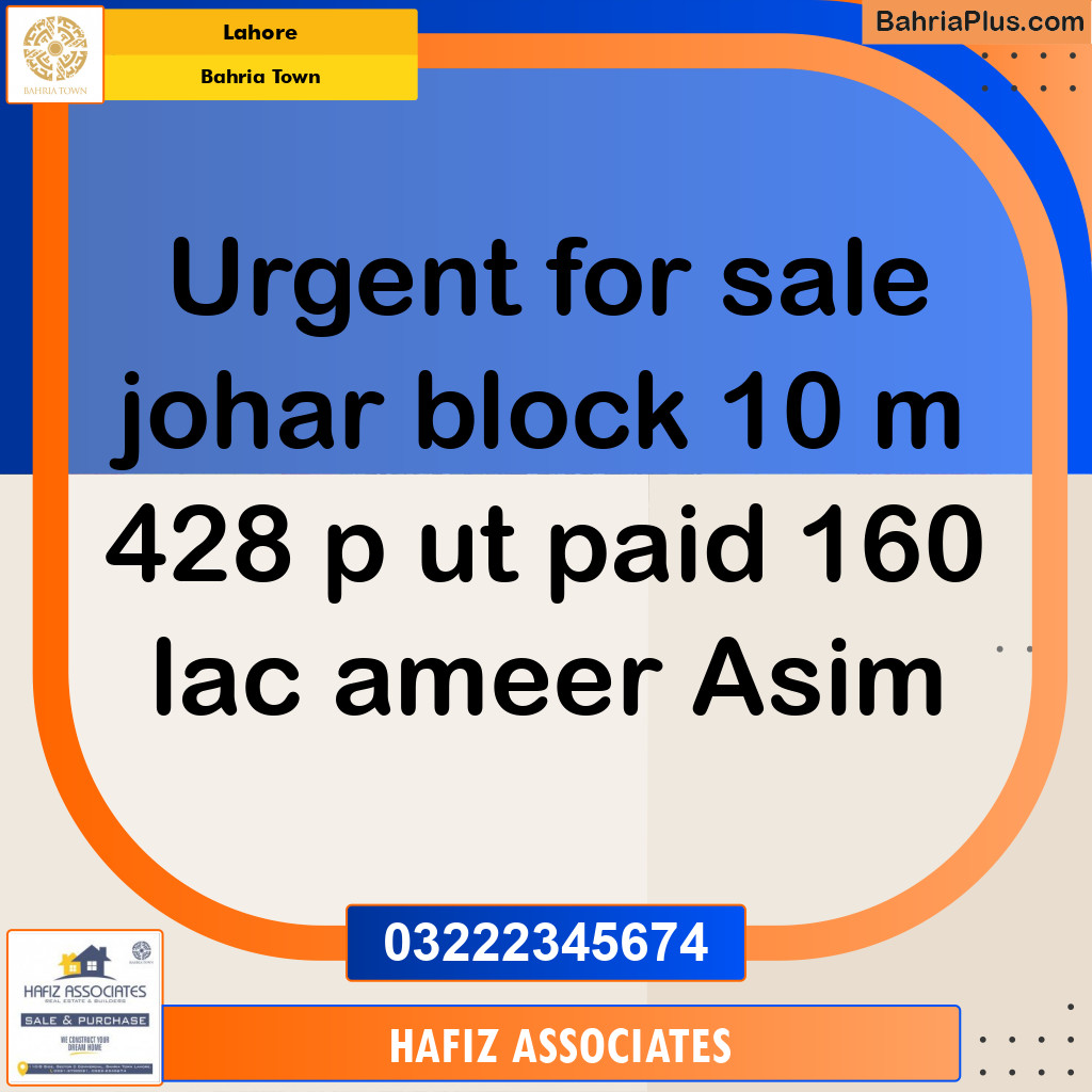 Residential Plot for Sale in Bahria Town, Lahore - (BP-309622)