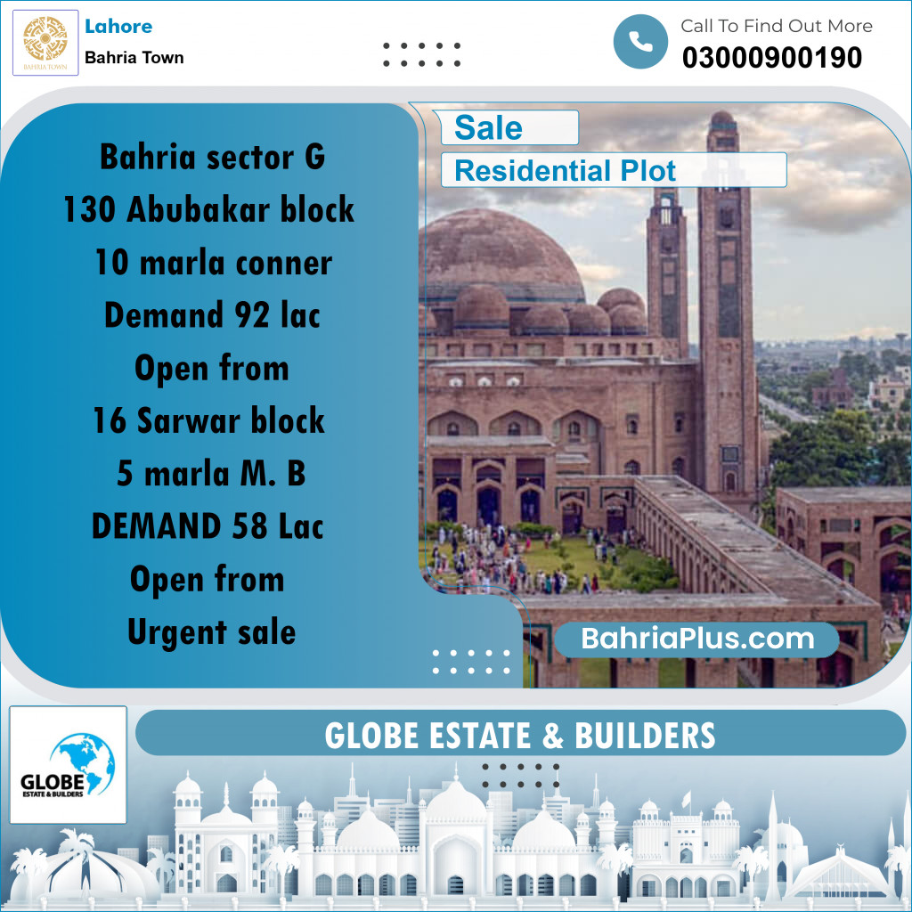Residential Plot for Sale in Bahria Town, Lahore - (BP-309636)