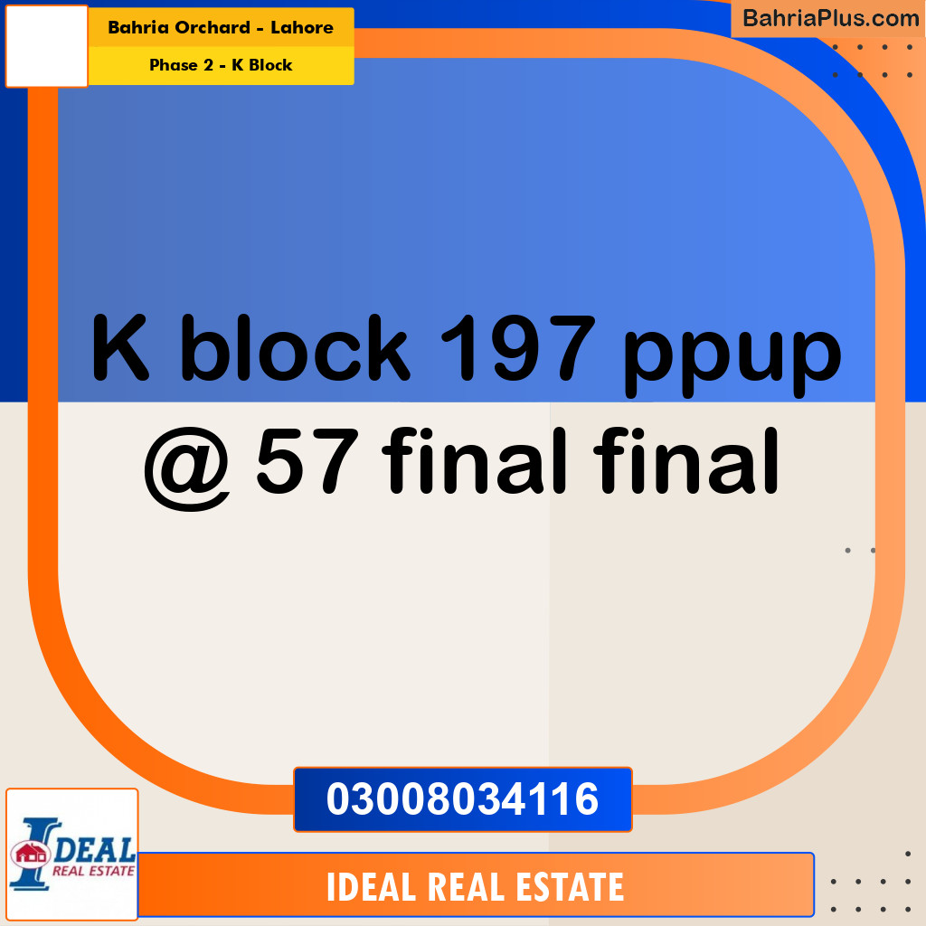 5 Marla Residential Plot for Sale in Phase 2 - K Block -  Bahria Orchard, Lahore - (BP-309647)
