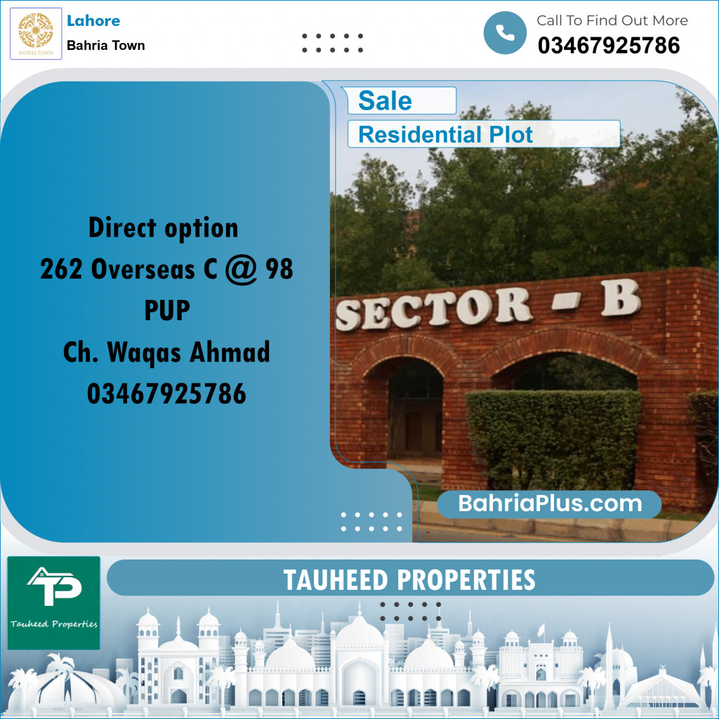 10 Marla Residential Plot for Sale in Bahria Town, Lahore - (BP-309654)