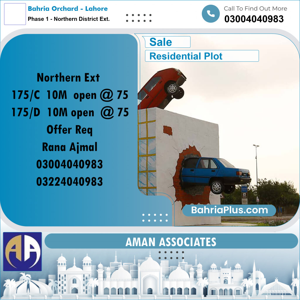 Residential Plot for Sale in Phase 1 - Northern District Ext. -  Bahria Orchard, Lahore - (BP-309668)