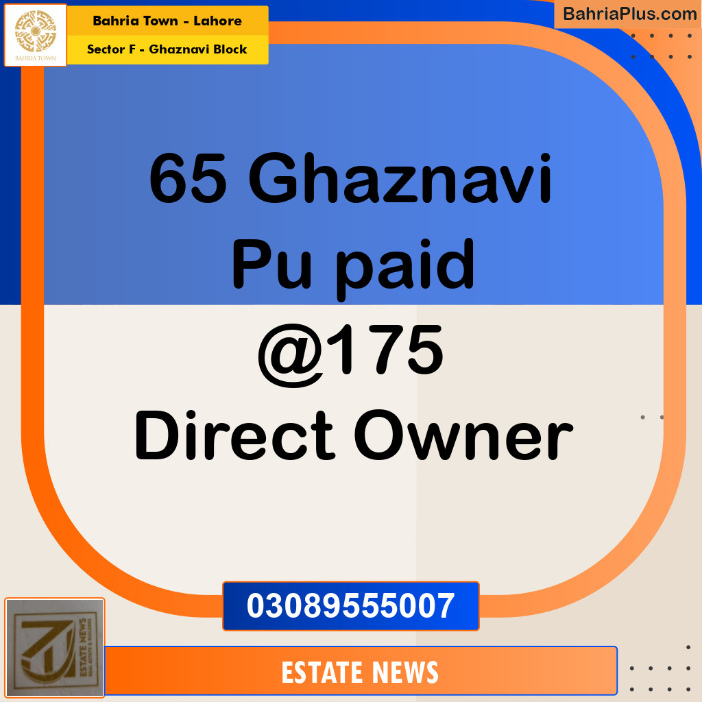 Residential Plot for Sale in Sector F - Ghaznavi Block -  Bahria Town, Lahore - (BP-309713)