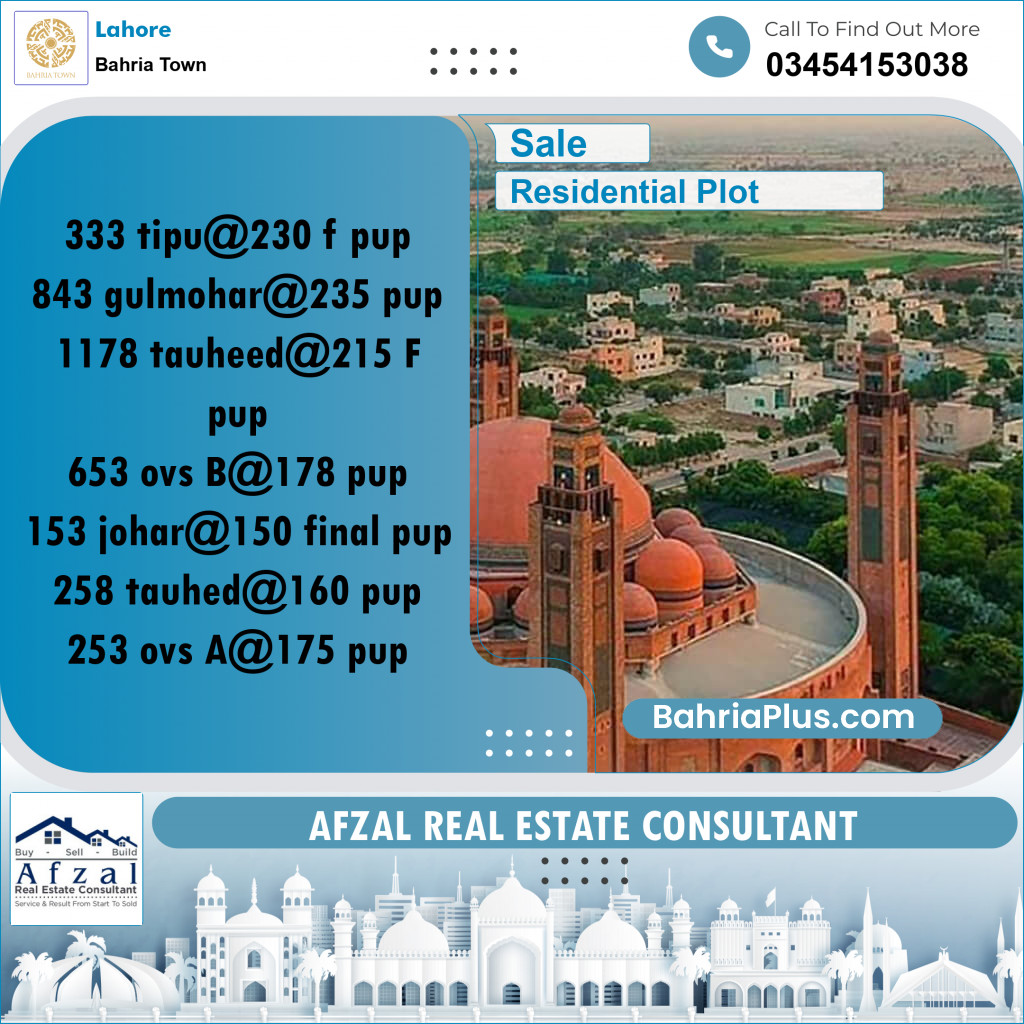 Residential Plot for Sale in Bahria Town, Lahore - (BP-309724)