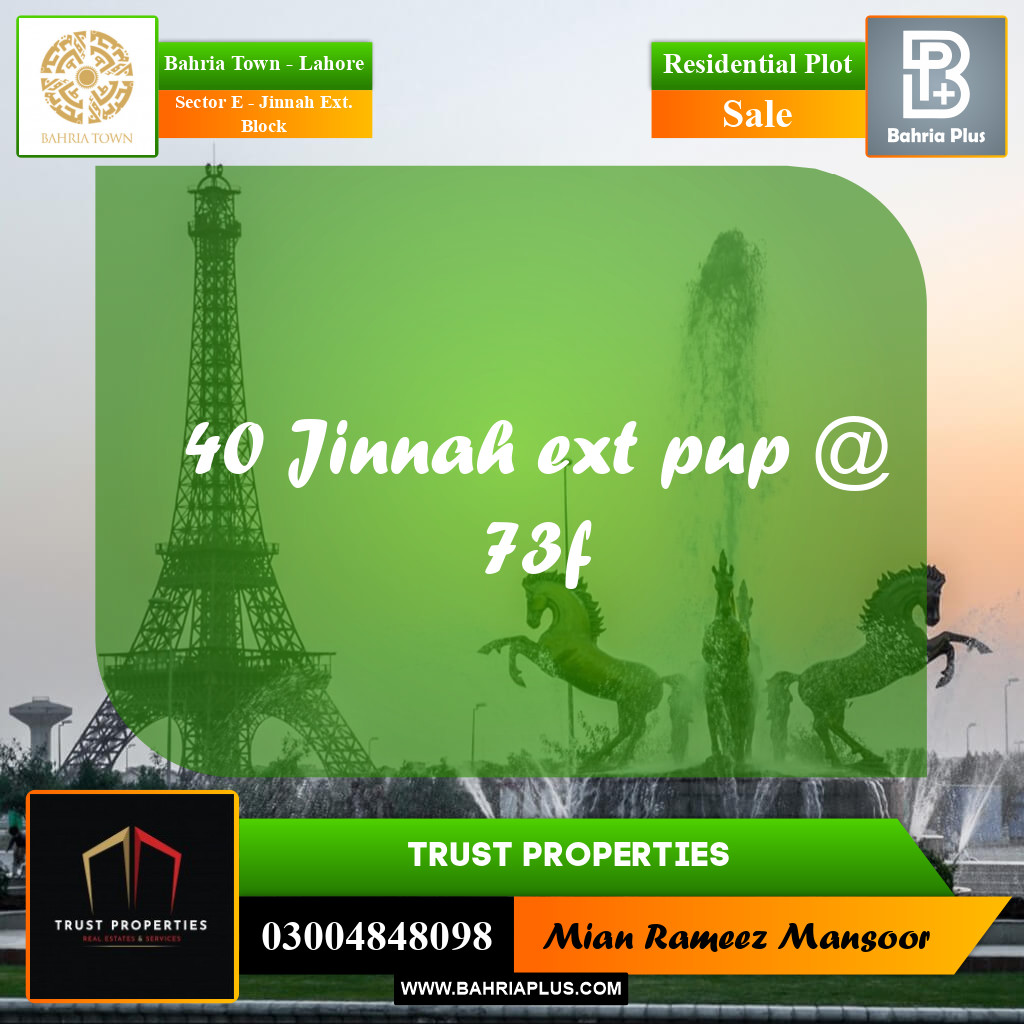 5 Marla Residential Plot for Sale in Sector E - Jinnah Ext. Block -  Bahria Town, Lahore - (BP-309749)