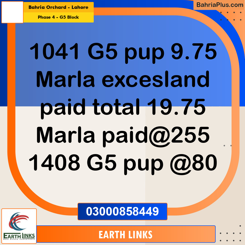 19.75 Marla Residential Plot for Sale in Phase 4 - G5 Block -  Bahria Orchard, Lahore - (BP-309761)