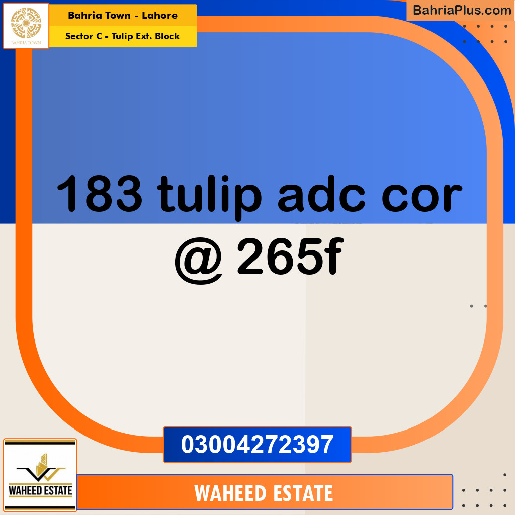 12 Marla Residential Plot for Sale in Sector C - Tulip Ext. Block -  Bahria Town, Lahore - (BP-309808)