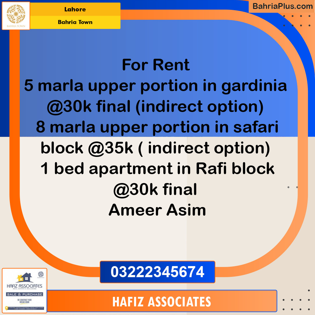 Residential House for Rent in Bahria Town, Lahore - (BP-309809)