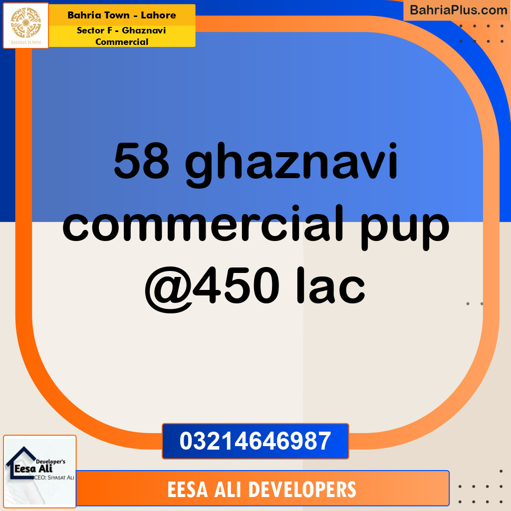 5 Marla Commercial Plot for Sale in Sector F - Ghaznavi Commercial -  Bahria Town, Lahore - (BP-309817)