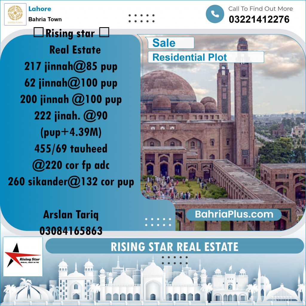 Residential Plot for Sale in Bahria Town, Lahore - (BP-309822)