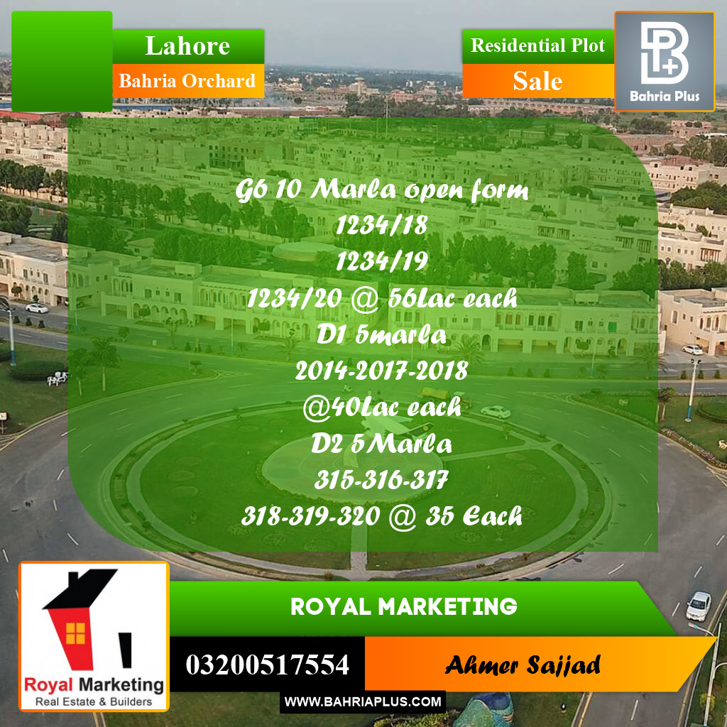 Residential Plot for Sale in Bahria Orchard, Lahore - (BP-309865)