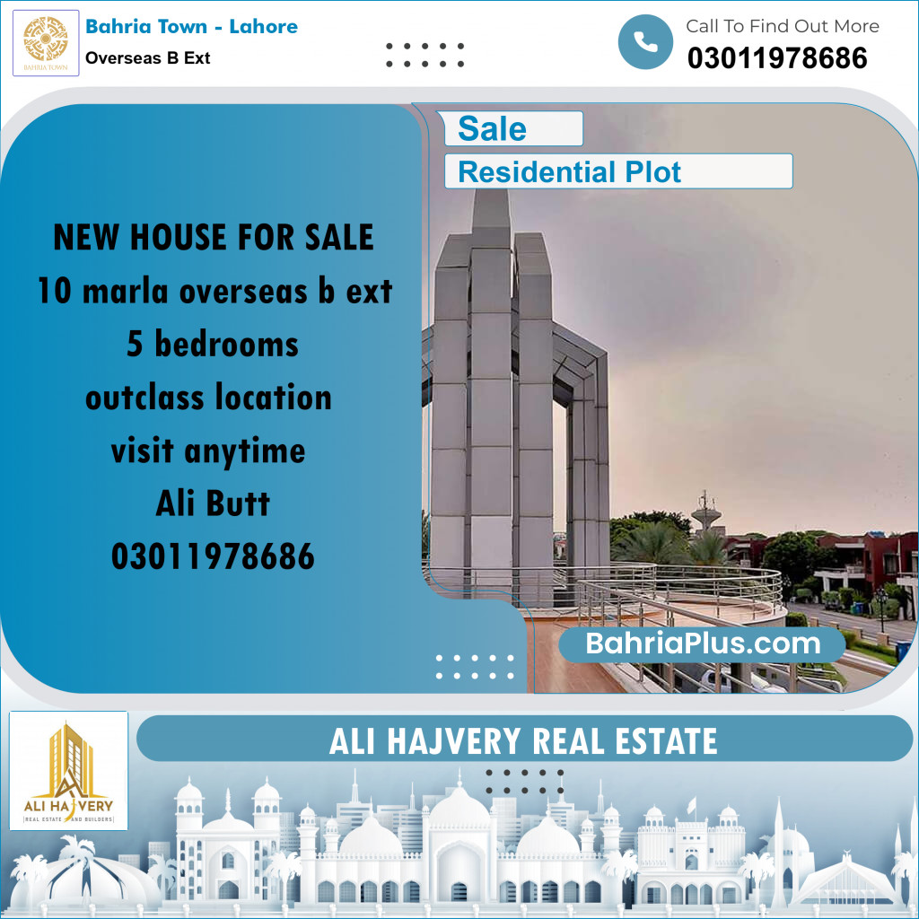 10 Marla Residential Plot for Sale in Overseas B Ext -  Bahria Town, Lahore - (BP-309899)