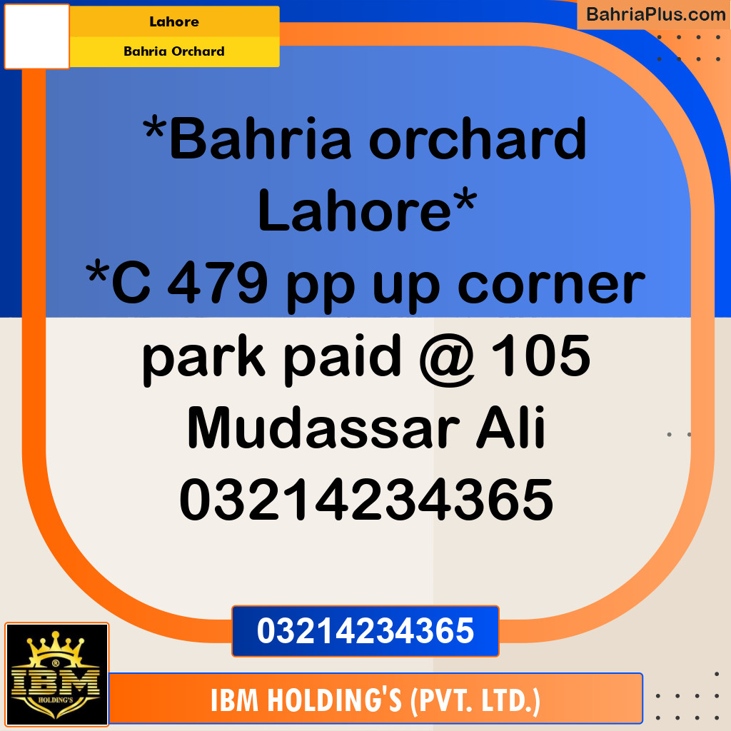 Residential Plot for Sale in Bahria Orchard, Lahore - (BP-310094)