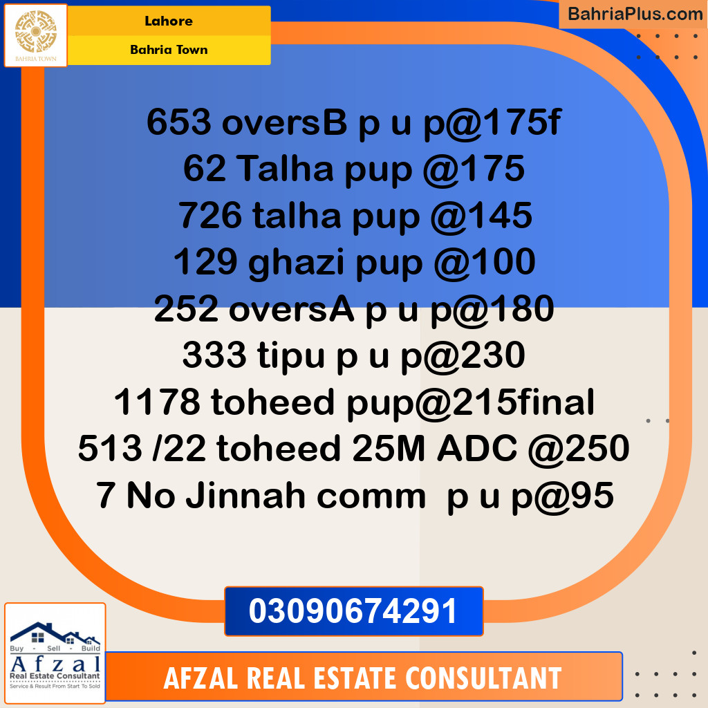 Residential Plot for Sale in Bahria Town, Lahore - (BP-310099)