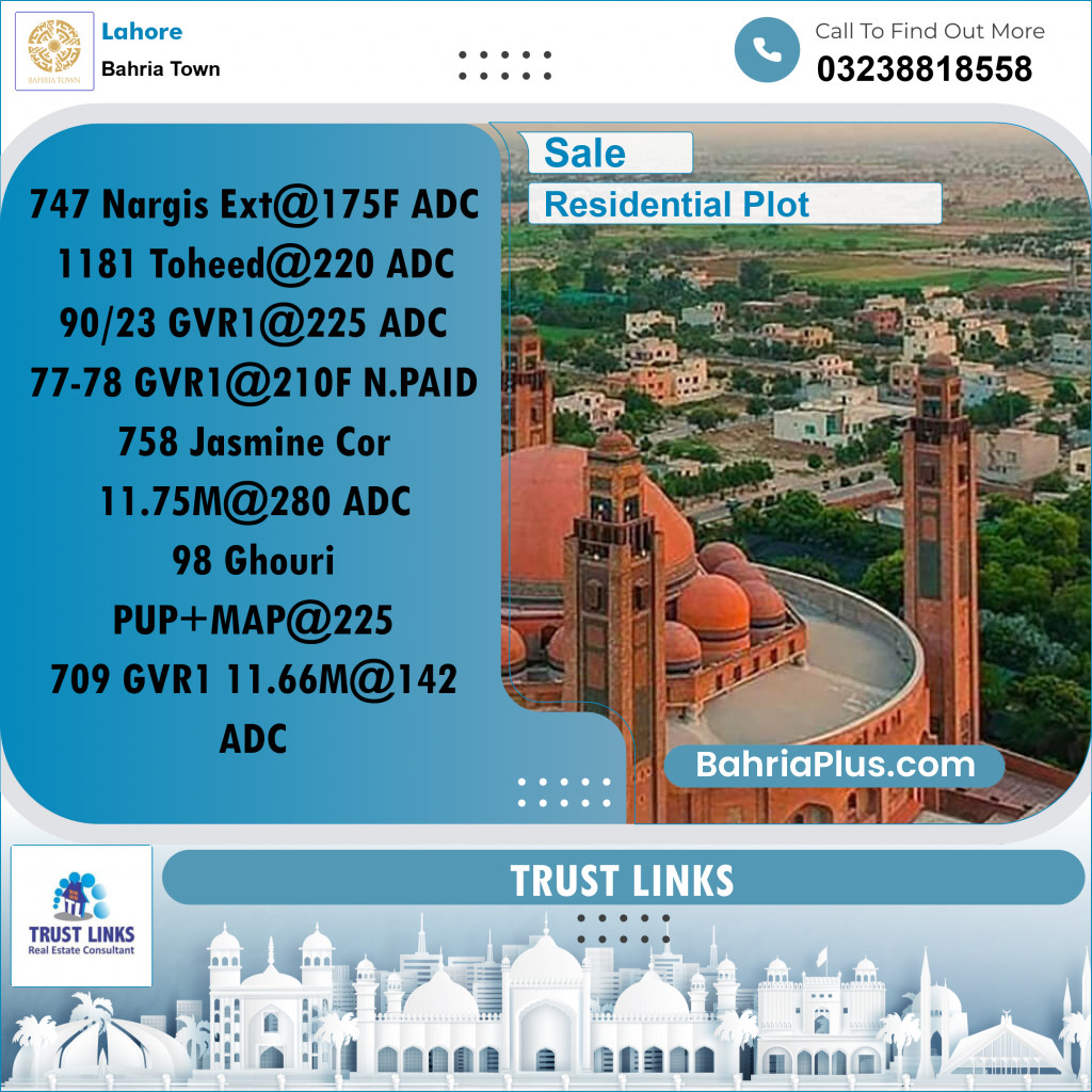 Residential Plot for Sale in Bahria Town, Lahore - (BP-310133)