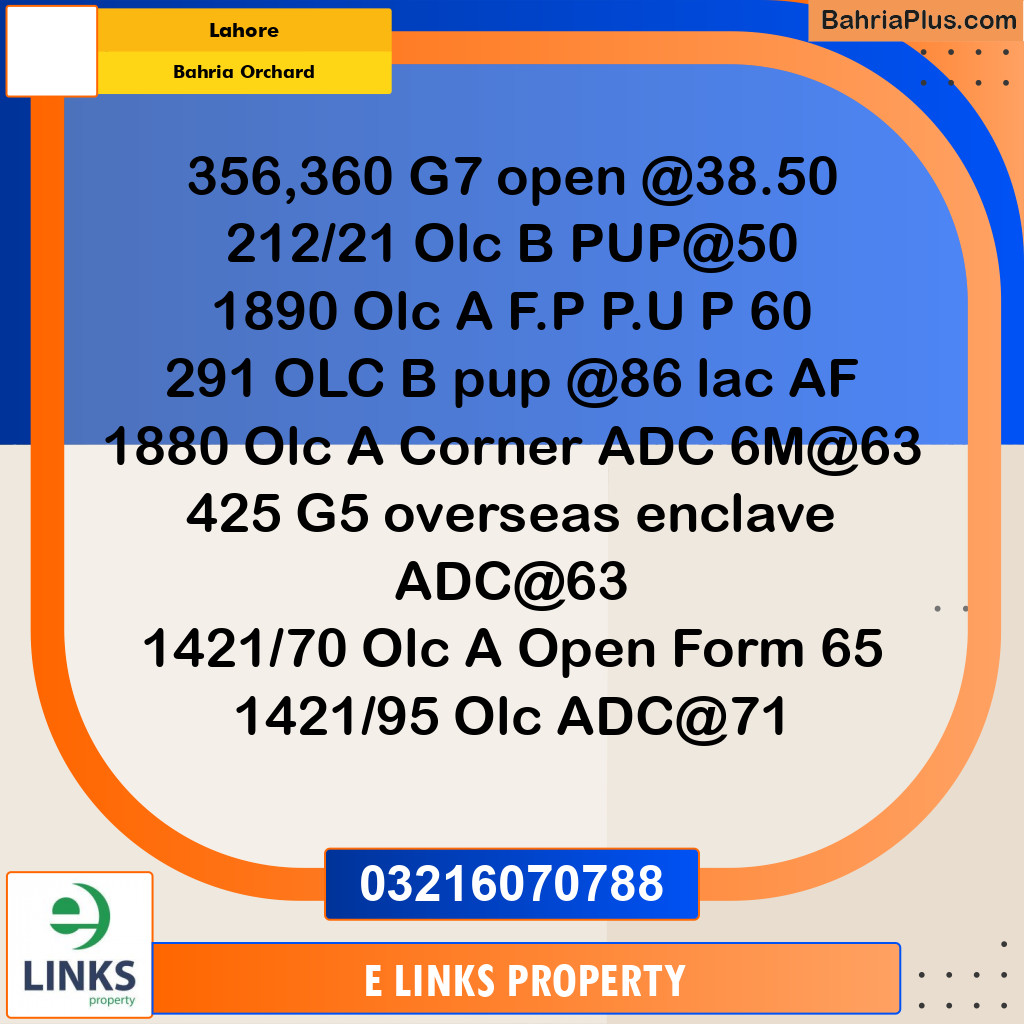 Residential Plot for Sale in Bahria Orchard, Lahore - (BP-310152)