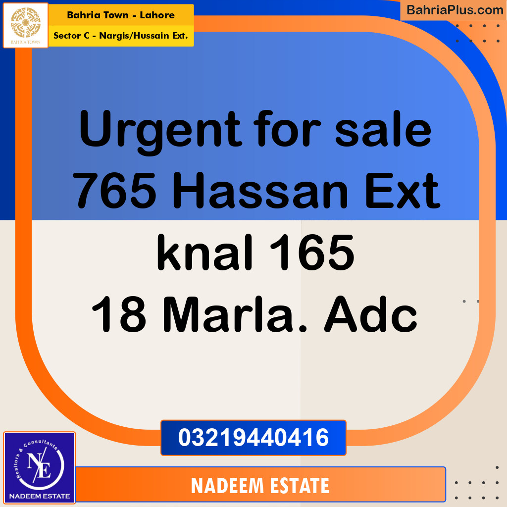 Residential Plot for Sale in Sector C - Nargis/Hussain Ext. -  Bahria Town, Lahore - (BP-310181)