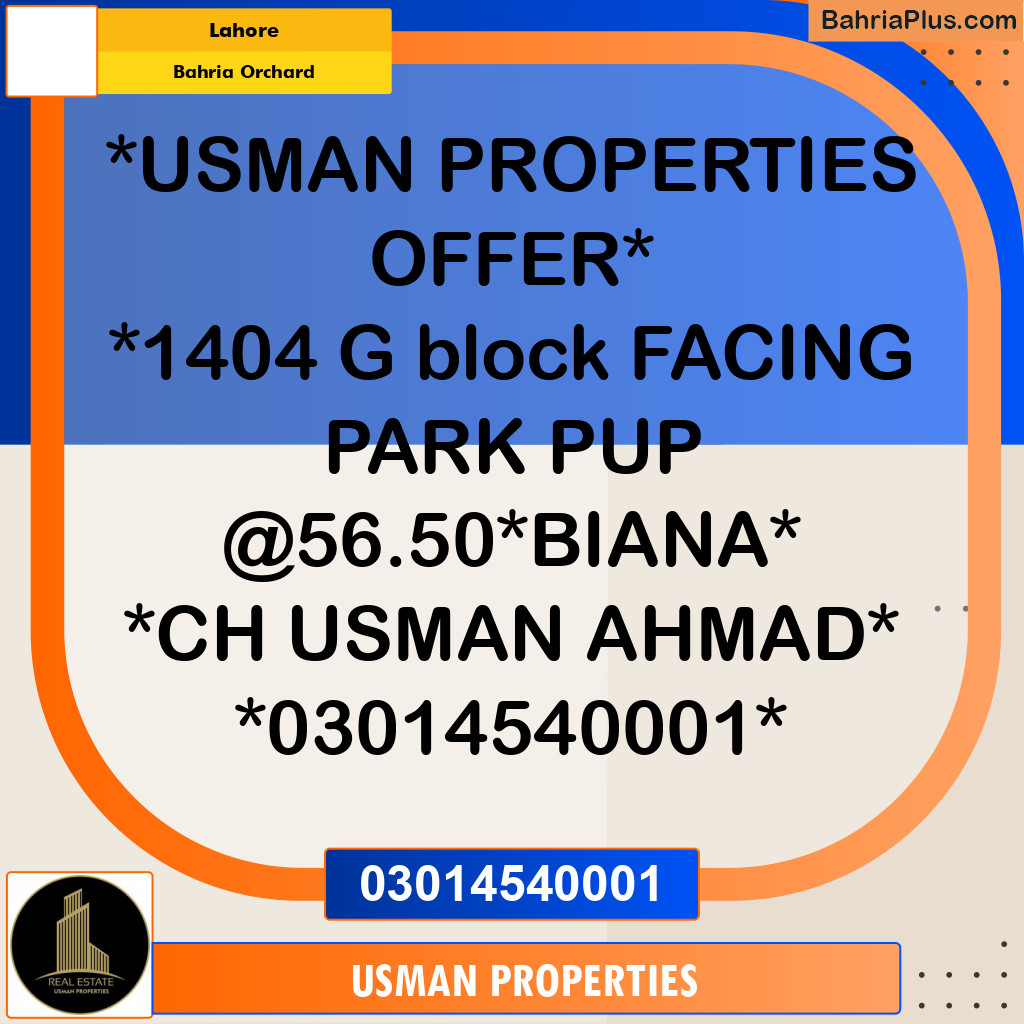 Residential Plot for Sale in Bahria Orchard, Lahore - (BP-310250)
