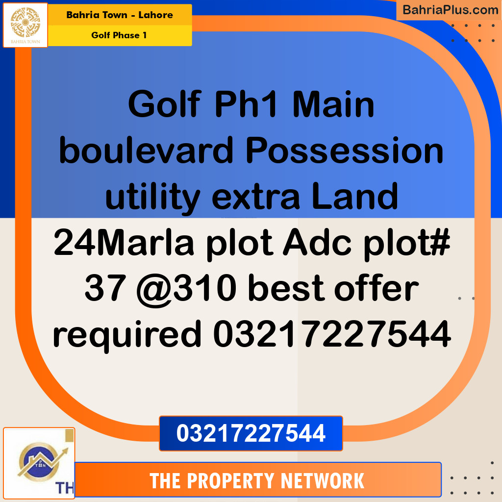 24 Marla Residential Plot for Sale in Golf Phase 1 -  Bahria Town, Lahore - (BP-310307)