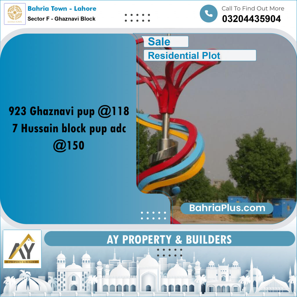 10 Marla Residential Plot for Sale in Sector F - Ghaznavi Block -  Bahria Town, Lahore - (BP-310309)