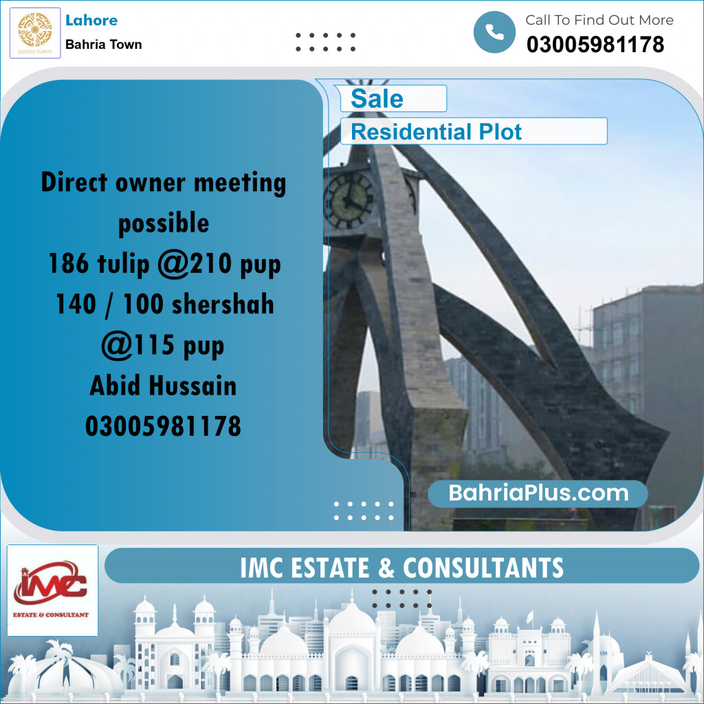 Residential Plot for Sale in Bahria Town, Lahore - (BP-310367)