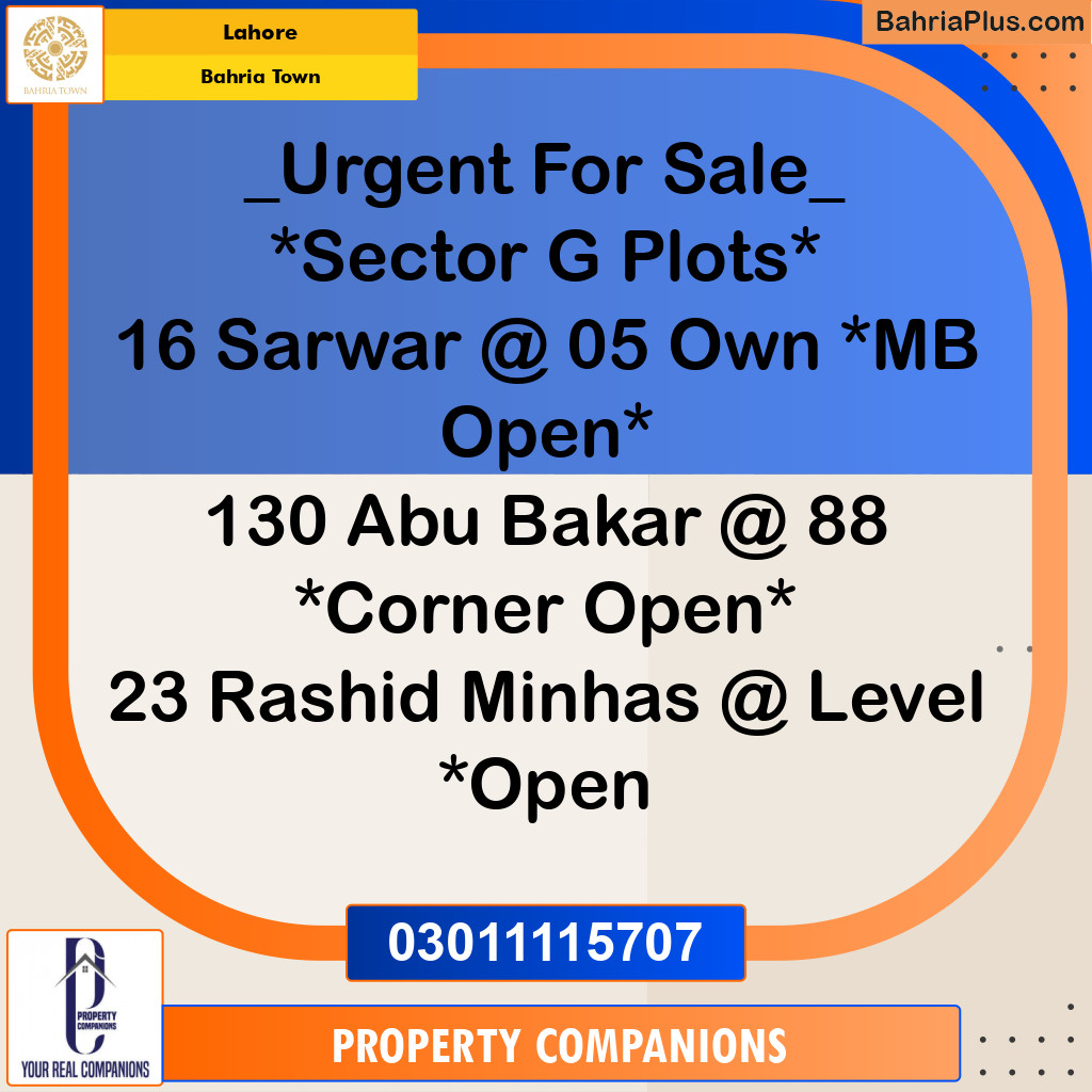 Residential Plot for Sale in Bahria Town, Lahore - (BP-310400)