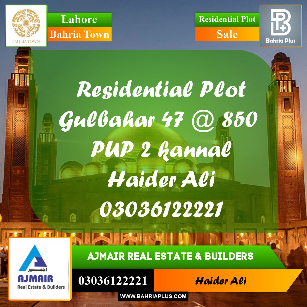 Residential Plot for Sale in Bahria Town, Lahore - (BP-310475)