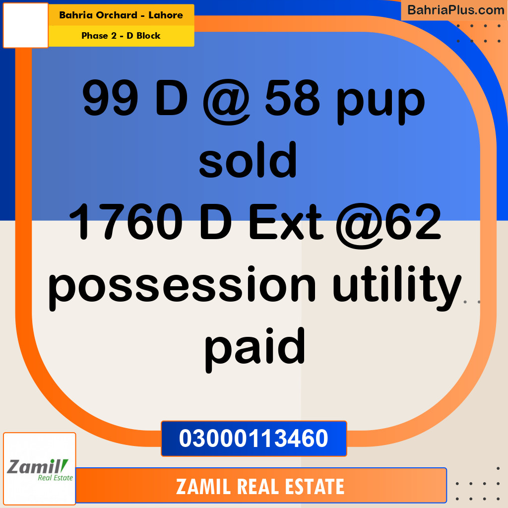 8 Marla Residential Plot for Sale in Phase 2 - D Block -  Bahria Orchard, Lahore - (BP-310548)