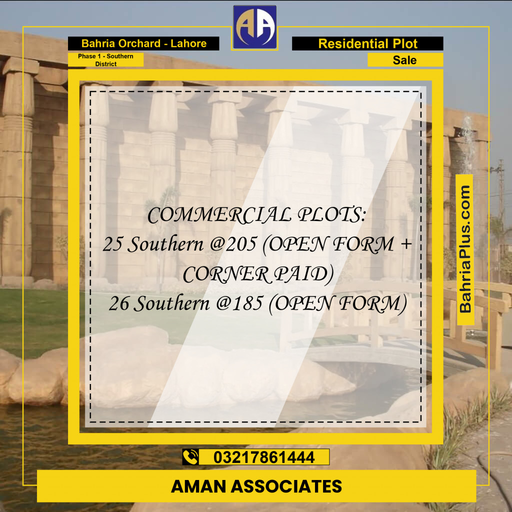 8 Marla Residential Plot for Sale in Phase 1 - Southern District -  Bahria Orchard, Lahore - (BP-310581)