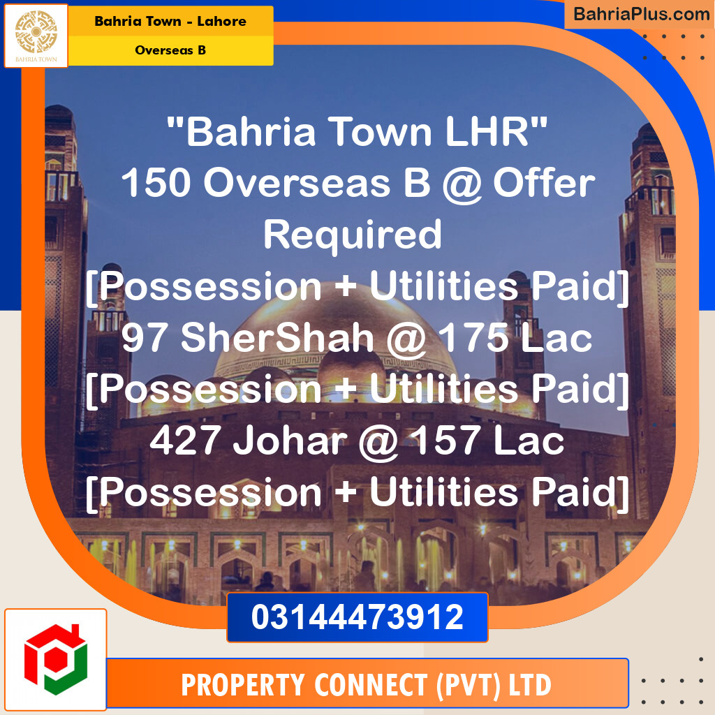10 Marla Residential Plot for Sale in Overseas B -  Bahria Town, Lahore - (BP-310633)